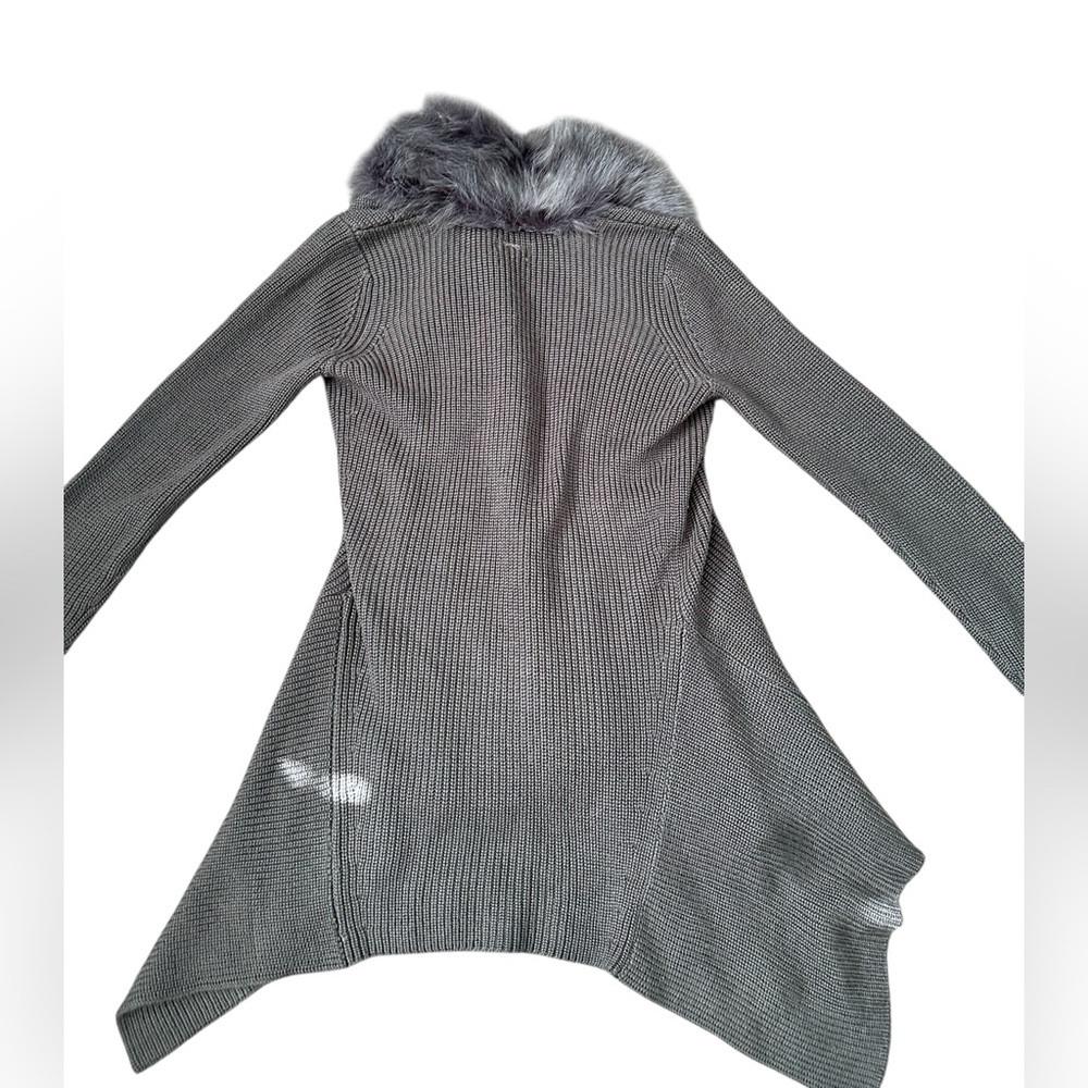 348 Tyler Boe Wool blend Faux Fur Luxury Cardigan waterfall sweater Sz XS Jacket - Picture 4 of 11